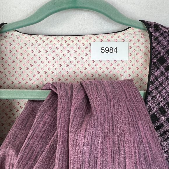 Apron Style Dress Women's Wool Blend Purple Handmade Puff Elbow Sleeve Vtg - Picture 13 of 13